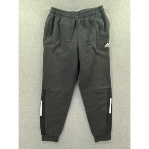 Adidas Mens Medium Joggers Sweat Pants Fleece Black Gym Training Cuffed 29"